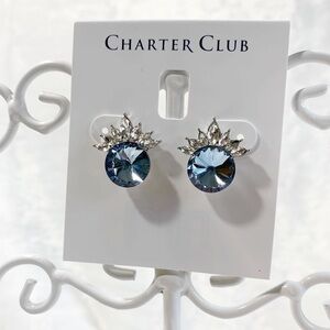 Charter Club blue and crystal post earrings